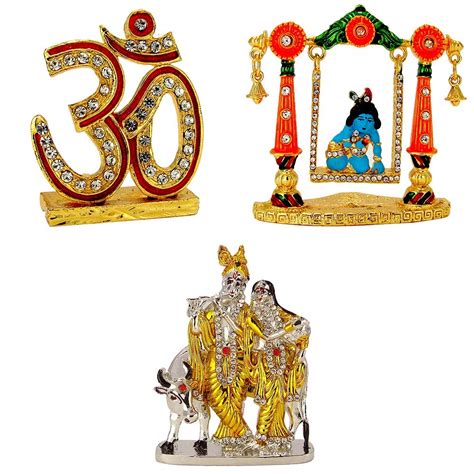 LE Holy Symbol Om Lord Krishna (Krishn) Laddu Gopal on Swing Radha ...