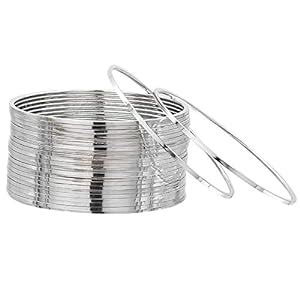 Buy Sasitrends Brass Oxidized Silver Plated Traditional Plain Bangles ...