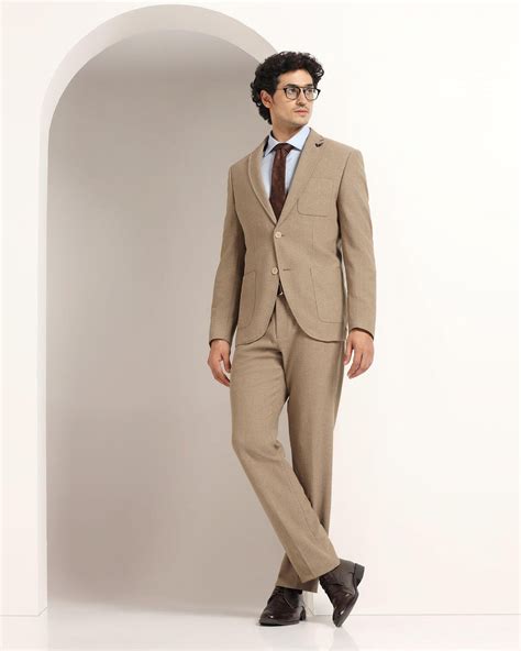 Buy 2 Piece Solid Suit In Khaki Online from Blackberrys