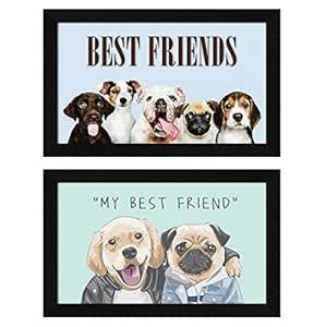 ArtX Paper Dogs Best Friends Animal Wall Art (Multicolor, 8.5X13.5 in ...