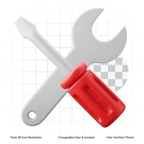 Chave inglesa e chave de fenda ferramenta símbolo interface tema 3d ...