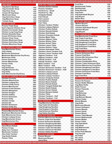 Menu at Sam's Kitchen, Thane, Shop No 8