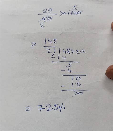 29 out of 40 as a percentage - Brainly.in