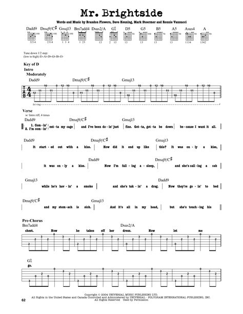 Mr. Brightside by The Killers - Guitar Lead Sheet - Guitar Instructor