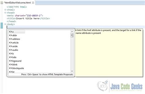 How to Write HTML Code in Eclipse 的图像结果