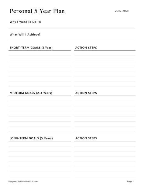 5 Year Healthcare Plan Template - WordLayouts