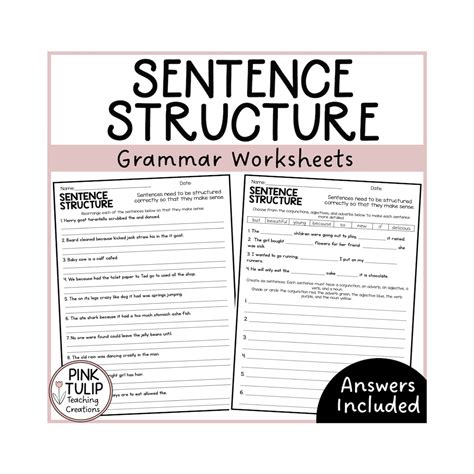 Sentence Structure Worksheets - No Prep Printables - Etsy