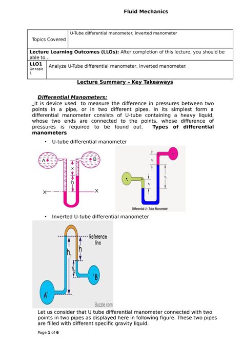 Image result for U Tube Manometer Example Problems5g PDF