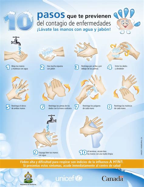 10 pasos para prevenir enfermedades. lavate las manos con agua y jabón ...