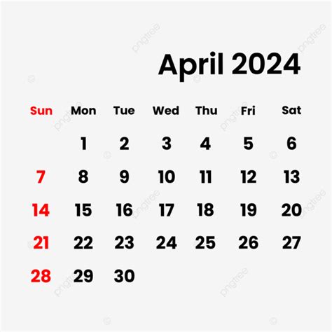 2024 年 4 月日曆 向量, 四月, 2024, 日曆向量圖案素材免費下載，PNG，EPS和AI素材下載 - Pngtree