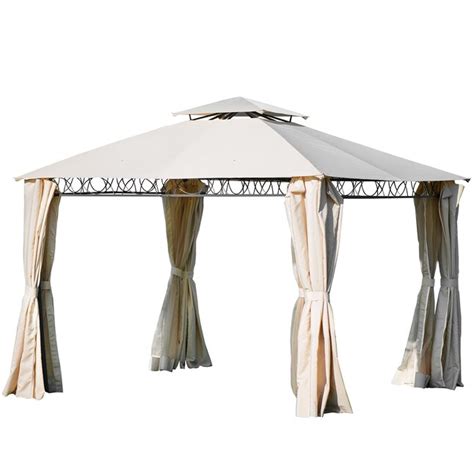 WELLFOR 10.6-ft x 10.6-ft Square Beige Metal Polyester Roof Semi ...