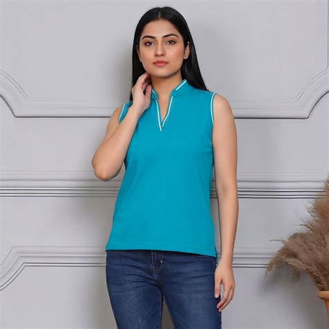 V Placket SL Polo - Teal Blue | Buy Women Polo Online in India - WYO ...