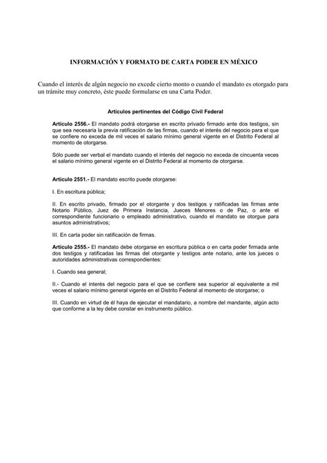 INFORMACIÓN Y FORMATO DE CARTA PODER EN MÉXICO ...