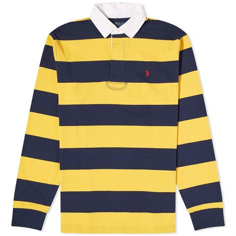 Polo Ralph Lauren Men's Stripe Rugby Shirt in Cruise Navy/Gold Bugle ...