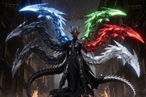 Tiamat, the fearsome Chromatic Dragon Queen, embodies the darkest ...