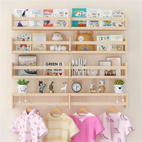 Amazon.com: Laurensory 4 Pack Nursery Bookshelves, 32inch Floating Book ...
