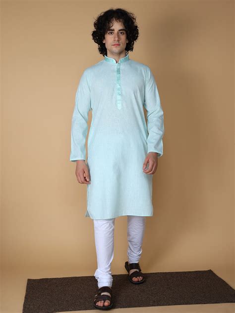 MAAHI FABS Men's Sky Blue Solid Regular Fit Kurta Pajama Set – Maahi Fabs