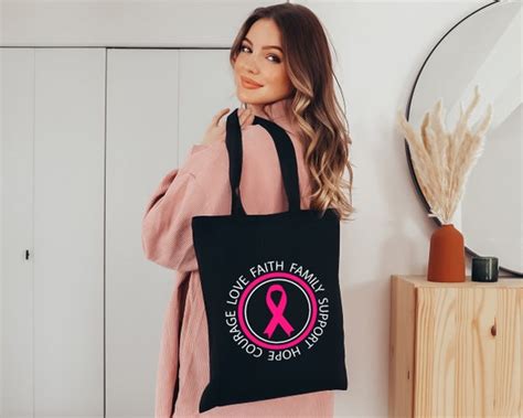 Breast Cancer Gift Bag Blinged Breast Cancer Awareness Tote Bag, Pink ...