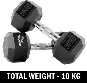 SLOVIC Dumbbells Set for Home Gym | 5 kg | Set of 2 Fixed Weight ...