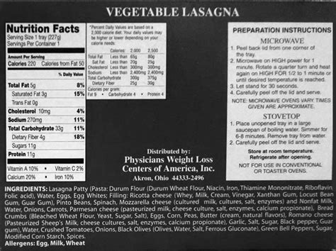 Vegetable Lasagna   Physicians Weight Loss Centers