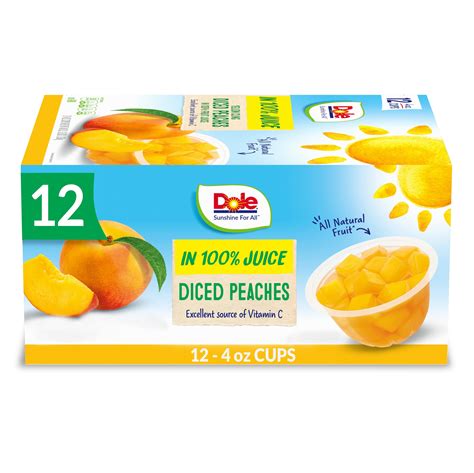 Dole Fruit Bowls Diced Peaches in 100% Juice, Gluten Free Healthy Snack ...