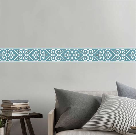 Asian Paints EzyCR8 Teal Symmetry Wall Border Sticker Roll for Living ...