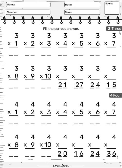 Premium Vector | Multiplication game of number three and four or 3 and 4