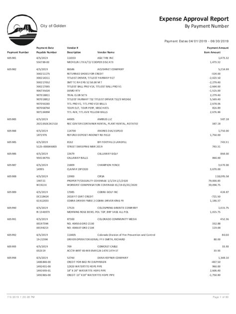 Fillable Online Fillable Online Expense Approval Report - City of ...