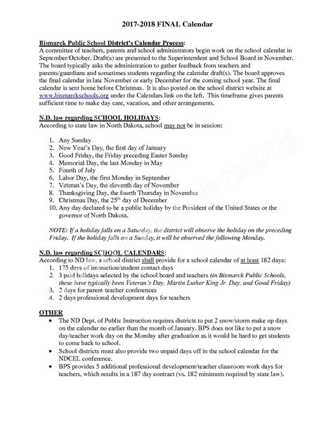 Horizon Middle School Calendars - Bismarck, ND