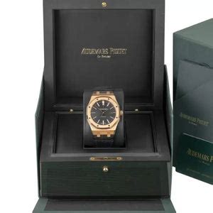 Audemars Piguet Royal Oak Selfwinding Black Dial 41mm Rose Gold Leathe
