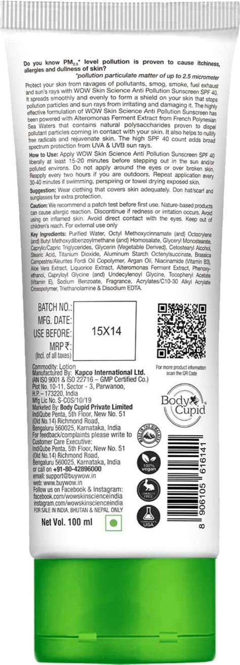 Buy WOW SKIN SCIENCE ANTI POLLUTION SUNSCREEN LOTION - 100 ML TUBE ...