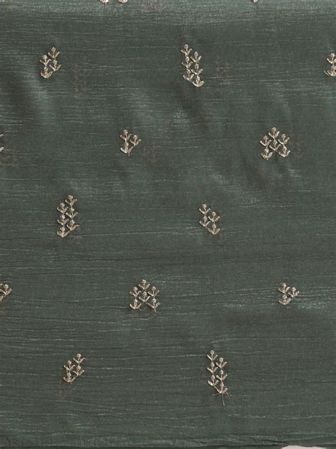 trueBrowns Turq All Over Embroidered Saree With Unstitched Blouse
