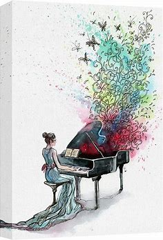 Amazon.com: Canvas Prints Wall Art - Grand Piano Music (Series C) - 16" x 24": Posters & Prints