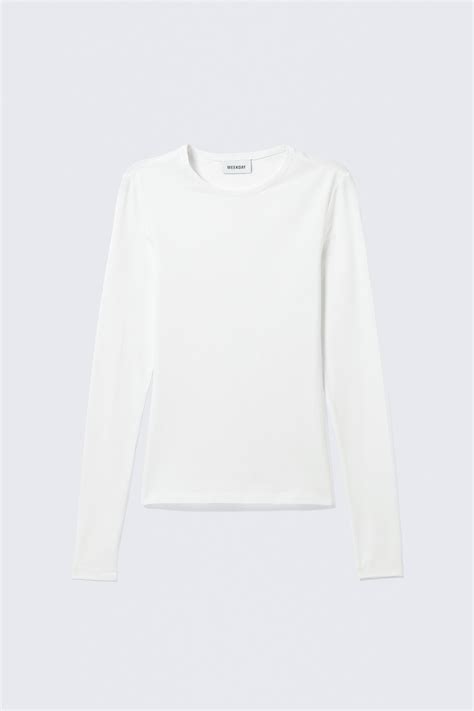slim fitted long sleeve - White | Weekday EU