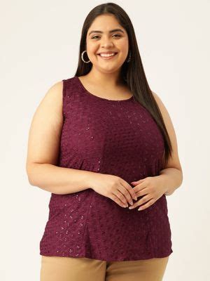 Buy theRebelinme Plus Size Women Purple Color Embellished Top Online