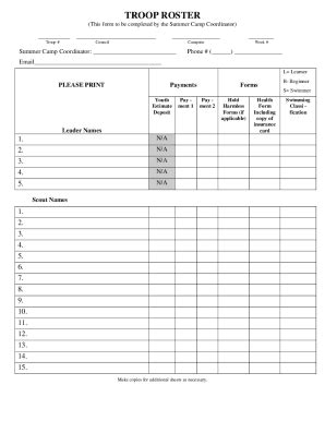 Fillable Online APPENDIX OF CAMP FORMS SCOUTS BSA RESIDENT ... Fax ...