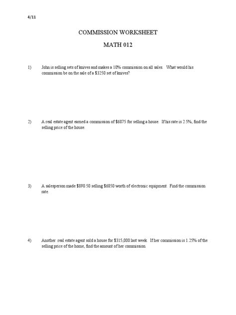 Image result for Commission Math Problems