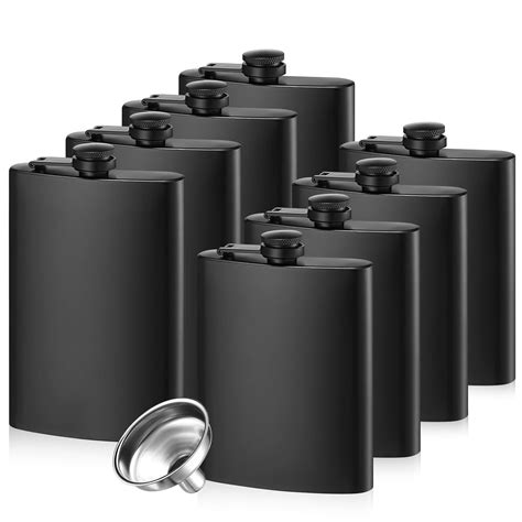 Buy 8Pcs Hip Flask for Liquor for Men Women, Matte Black 8 Oz & 12 Oz ...