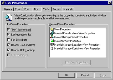 Changing view properties
