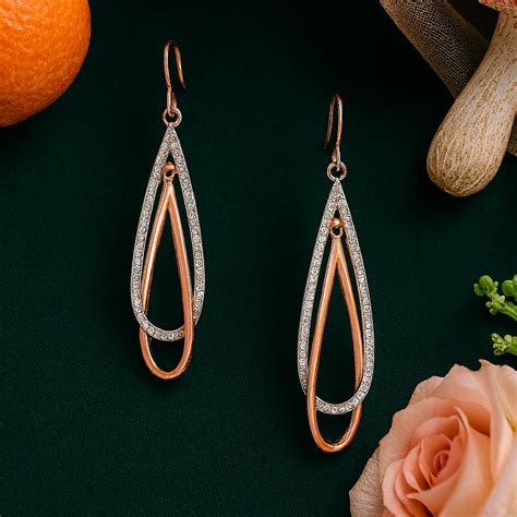 Fancy hanging latest rose gold earrings – Estele