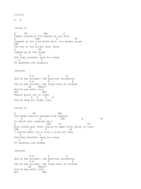 Image result for Lady Stardust Guitar Tutorial