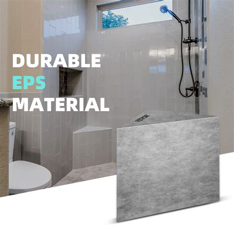 VEVOR Tile Shower Seat, 22.4" x 16" x 20" Ready to Tile Shower Seat, Factory Waterproof & 100% ...