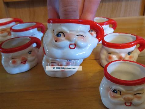 10 HOLT HOWARD 1960 Vintage Winking Santa Claus Miniature Mug Christmas ...