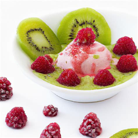 Kiwi Frozen Yogurt With Red Raspberry Sauce – Recipe Wise