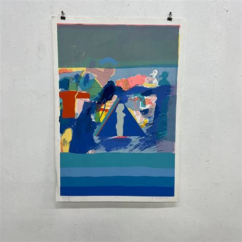 1960s Whimsical Nude Art Blue Lithograph CA Artist D Borthwick For Sale ...