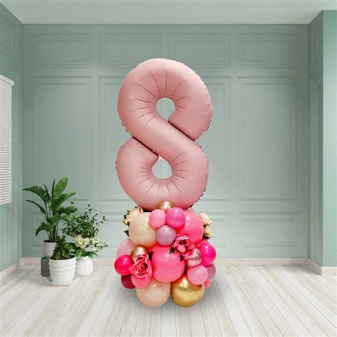 Pink Giant Number Balloon Stack Display | Luxury Balloon Stack ...