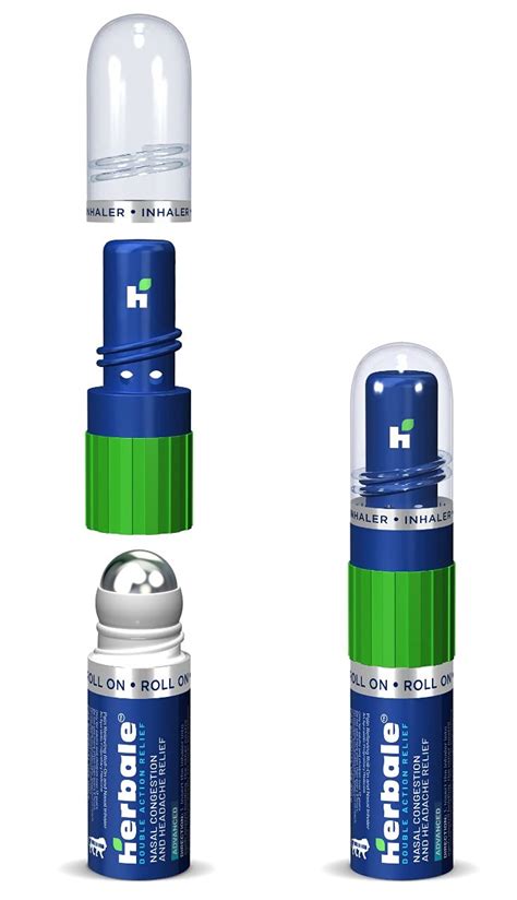 HERBALE Double Action 2 In 1 Inhaler And Roll On For Headache, Nasal ...