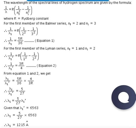 The first line of Balmer series has wavelength 6563 Å. What will be the ...