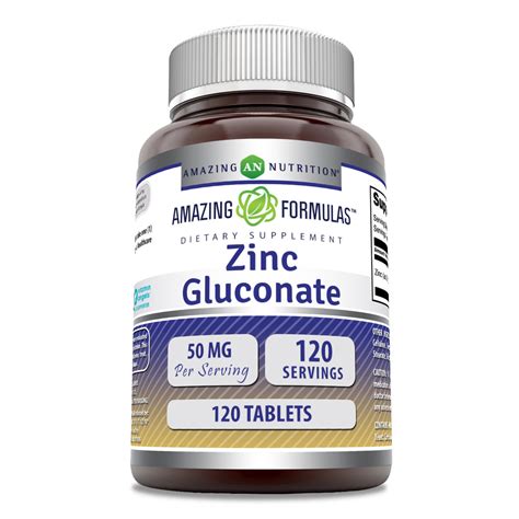 Amazing Formulas Zinc Gluconate - 50 mg, 250 Tablets – Amazing Nutrition