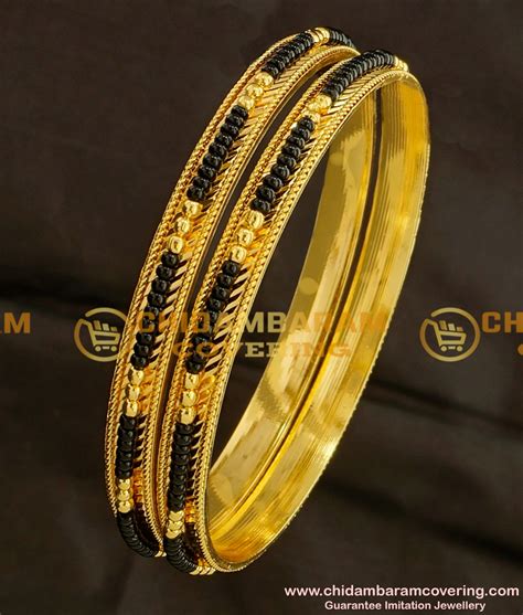 BNG093 - 2.6 Size Traditional Collection Black Bead/Karimani Bangles ...